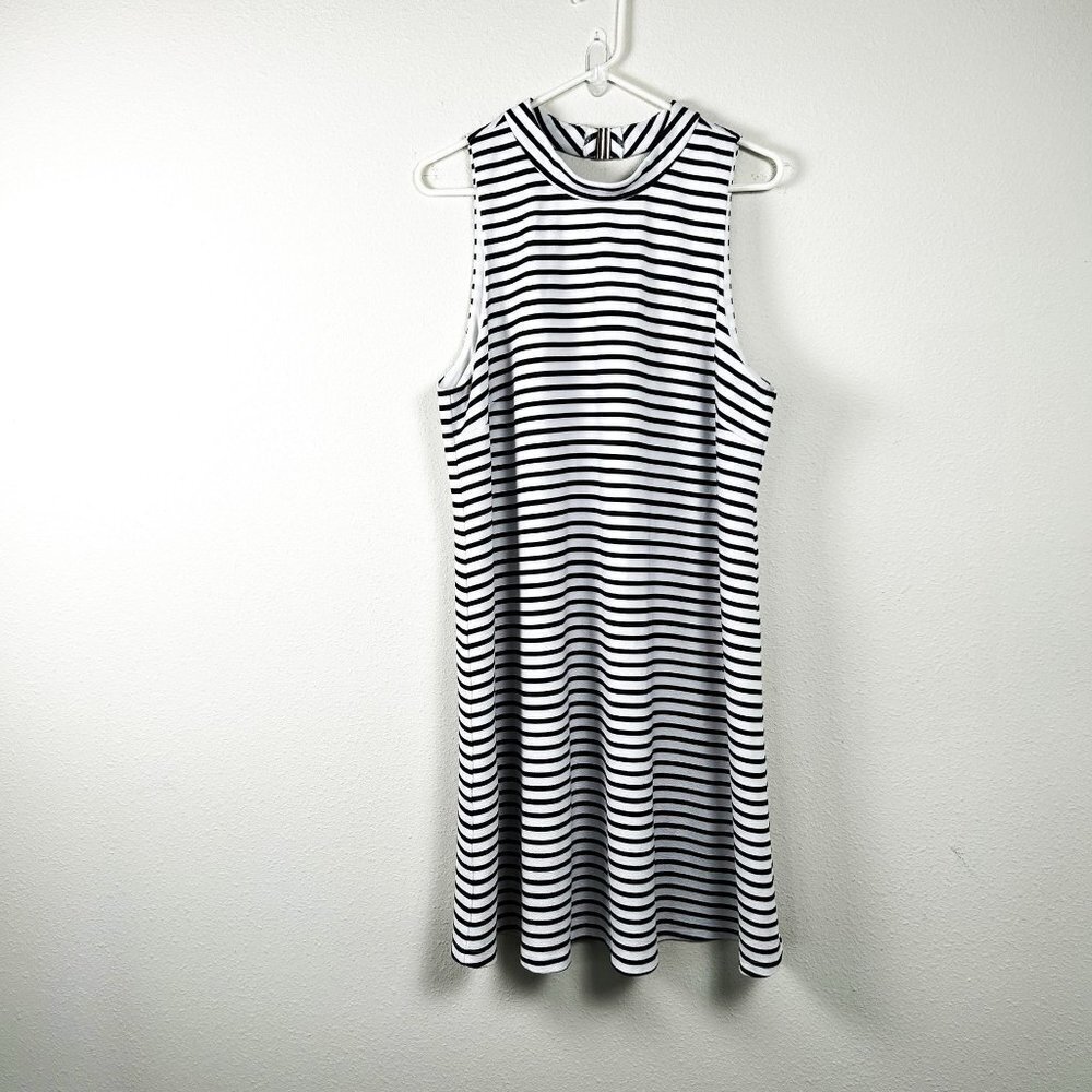 Hutch for W Wantable Swing Dress‎ Size XL Black White Striped Sleeveless